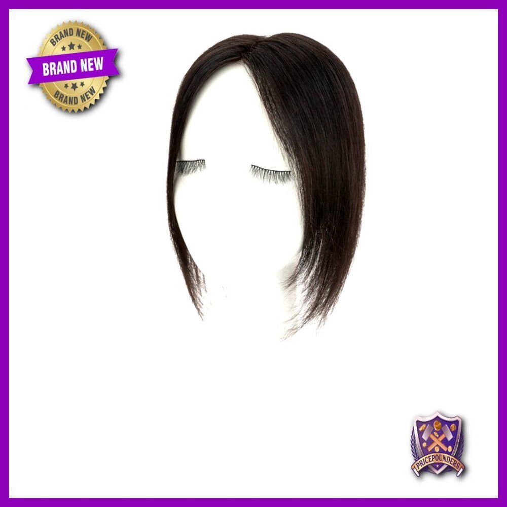 Human Hair Topper with Curtain Bangs Lace Mono Base for Thin Hair Daily Wear